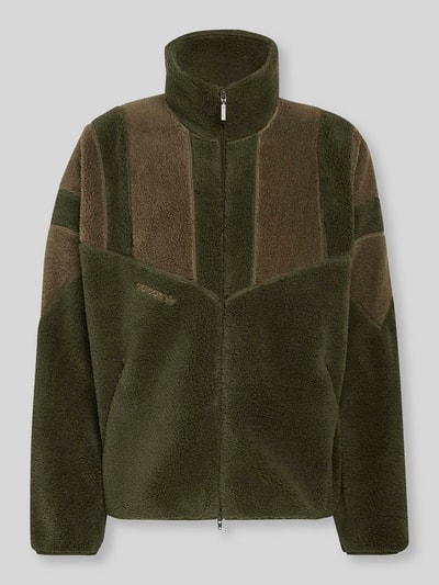adidas Originals Relaxed Fit Teddyjacke mit Stehkragen Oliv 2