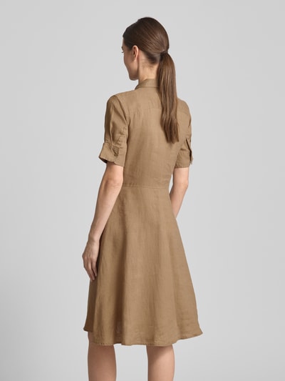 Lauren Ralph Lauren Knielange linnen jurk met strikceintuur, model 'WAKANA' Camel - 5