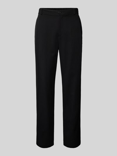 Produktfoto, schwarze Regular Fit Hose mit Leinen-Anteil von Emporio Armani, Lyocell-Mix, klassische Form und glatte Struktur