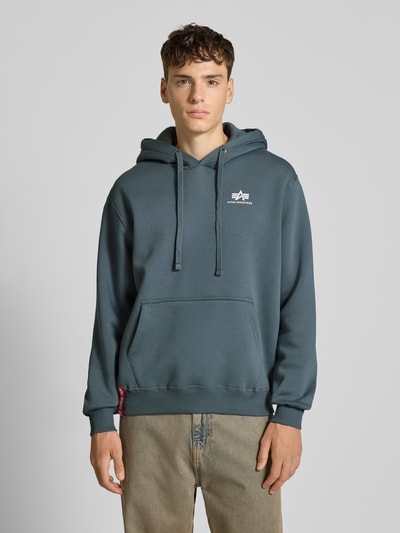 Alpha Industries Hoodie met logo en kangoeroezak Lichtblauw - 4