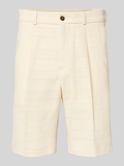 Produktfoto, Shorts mit Strukturmuster und Eingrifftaschen von Zuitable in Creme, Reine Baumwolle, Straight Fit, Modell Pino, sichtbare Textur.