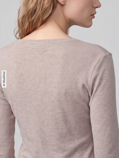 s.Oliver RED LABEL Langarmshirt mit kurzer Knopfleiste Sand 3
