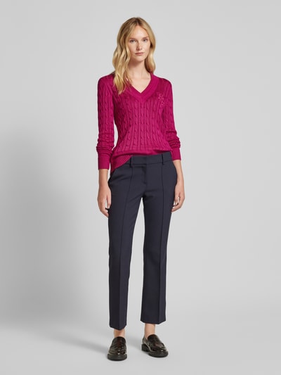 Lauren Ralph Lauren Gebreide pullover met ribboorden Fuchsia - 1