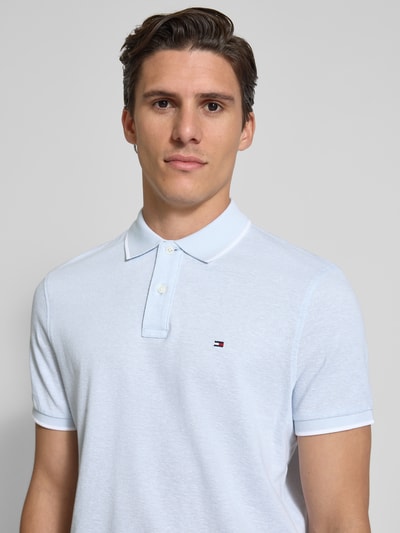 Tommy Hilfiger Regular Fit Poloshirt aus Baumwoll-Leinen-Mix Hellblau 3