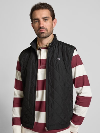 Gant Bodywarmer met opstaande kraag en labelstitching Zwart - 3