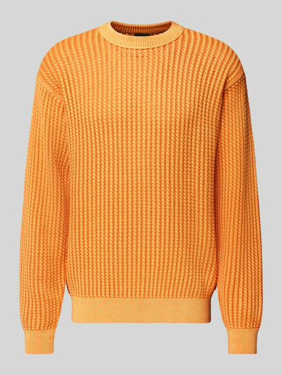 BOSS Orange Strickpullover mit gerippten Abschlüssen Modell 'Agolan' Orange 2