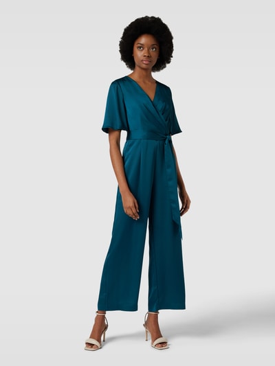 Christian Berg Cocktail Jumpsuit in Wickel-Optik Dunkelgruen Melange 4