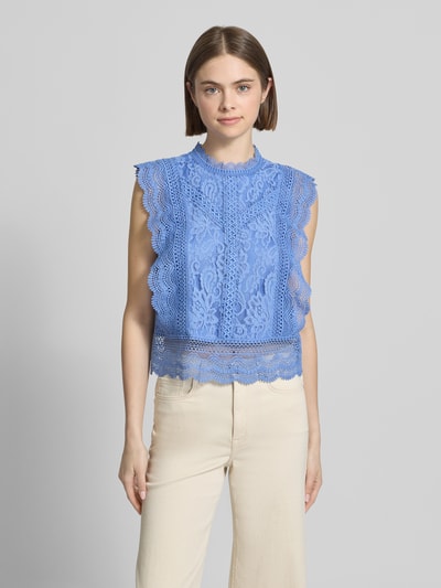 ONLY Slim Fit Blusentop mit Baumwoll-Viskose-Lyocell-Anteil Modell 'KARO' Bleu 4