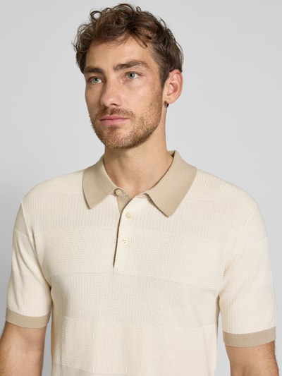 Scotch & Soda Regular fit poloshirt met structuurmotief Offwhite - 3