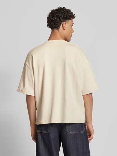 REVIEW Oversized T-Shirt mit geripptem Rundhalsausschnitt Ecru 5