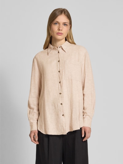 FREE/QUENT Relaxed Fit Leinenbluse mit Brusttasche Modell 'Lava' Sand Melange 4