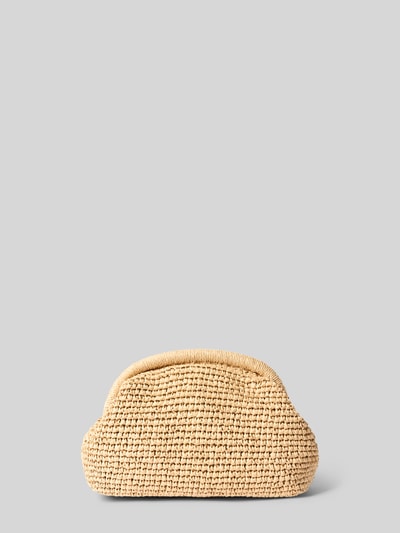 Produktfoto, Handbag in Flecht-Optik Modell 'Sita' von Mango, beige, Struktur mit Flecht-Optik, abnehmbarer Trageriemen, Breite 23 cm, Länge 15 cm, Tiefe 8 cm, Riemenlänge 107 cm, offenes Hauptfach, Ketten-Optik.