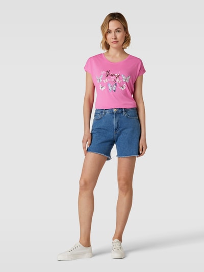 Montego T-Shirt mit Viskose-Anteil und Paillettenbesatz Pink 1