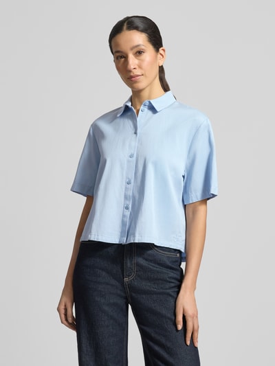Jake*s Casual Boxy Fit Bluse aus Lyocell-Baumwoll-Mix Hellblau 4