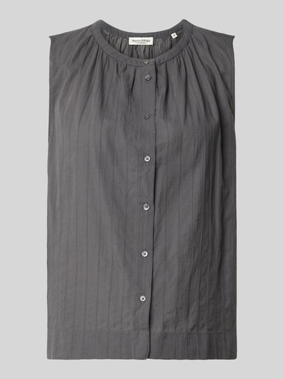 Produktfoto, Relaxed Fit Bluse aus reiner Baumwolle von Marc O'Polo, efekt: jednolity kolor, krój relaxed fit, okrągły dekolt, listwa guzikowa, bez rękawów, wykończenie materiału: haft angielski, bawełna