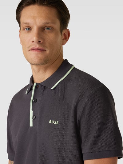 BOSS Green Regular Fit Poloshirt mit Label-Print Anthrazit 3