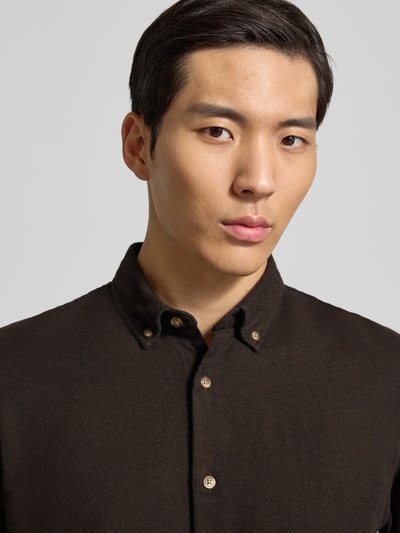 SELECTED HOMME Regular fit vrijetijdsoverhemd van puur biologisch katoen, model 'REGNOAH' Chocoladebruin - 3