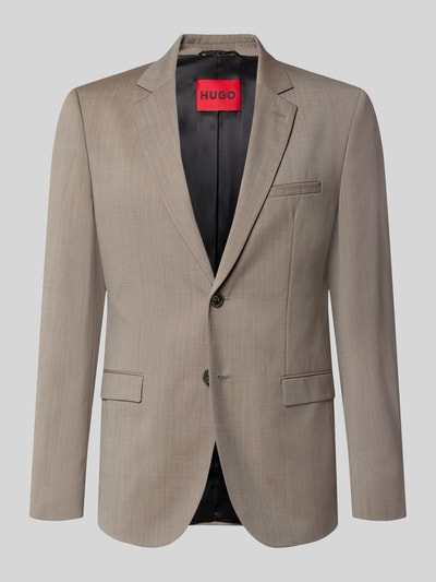 Produktfoto, beigefarbener Super Slim Fit Sakko aus Schurwoll-Mix Modell 'Arti253X' von HUGO, einfarbig, glatte Textur