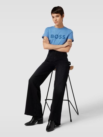 BOSS Orange T-Shirt mit Label-Print Modell 'Elogo' Rauchblau 1