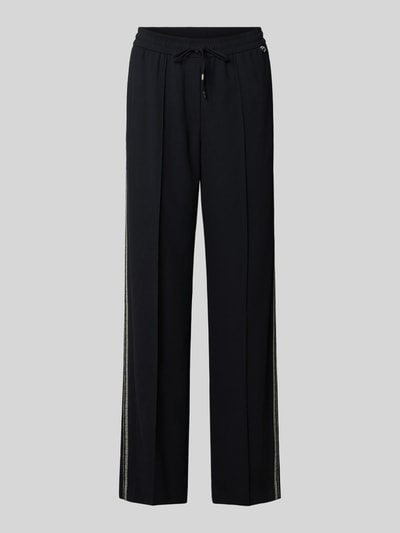 Produktfoto, Hose mit elastischem Bund und Galonstreifen von Marc Cain in Schwarz mit Bügelfalten und Regular Fit, glatte Textur
