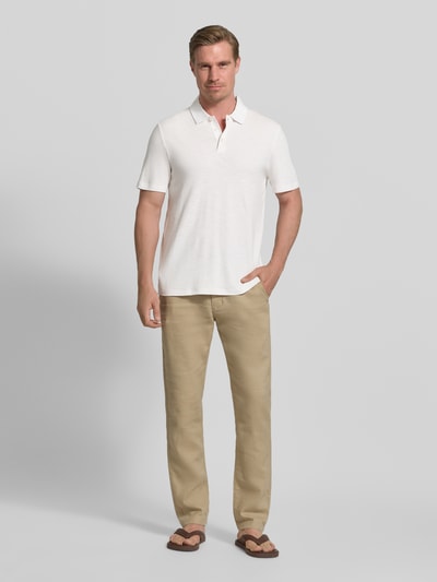 HUGO Slim Fit Poloshirt aus Lyocell-Leinen-Mix Modell 'DULINEN' Offwhite 1
