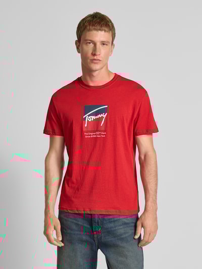 Tommy Jeans T-shirt o kroju regular fit z czystej bawełny Czerwony 4