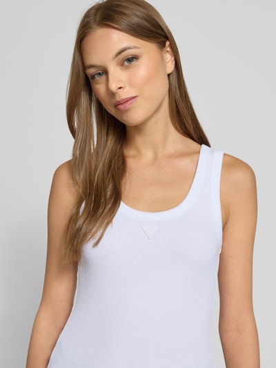 Guess Tanktop in Ripp-Optik mit Label-Detail Weiss 3