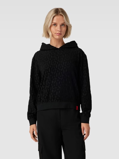 HUGO Hoodie mit Label-Strukturmuster Modell 'TERRY ME' Black 4