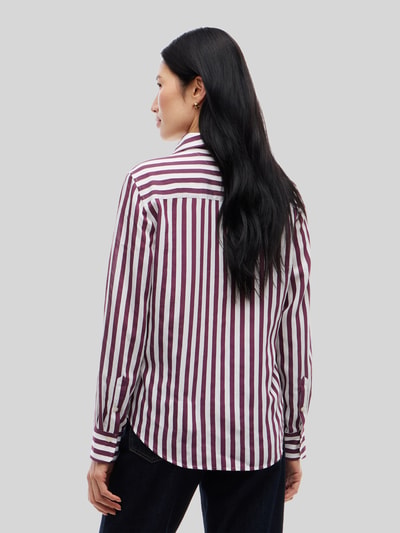 Tommy Hilfiger blouse met lange mouwen met streepmotief Donkerrood - 5