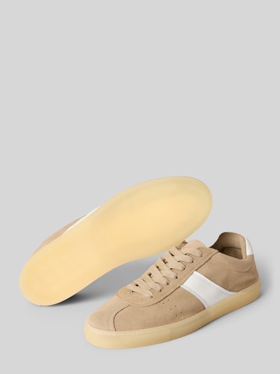 Produktfoto, sneakersy z naturalnej skóry z zaokrąglonym czubkiem, wiązanie, model 'CPH98' od Copenhagen, beżowy, wysokość obcasa 2 cm, wysokość cholewki 7 cm, szerokość w rozmiarze 40: 8 cm