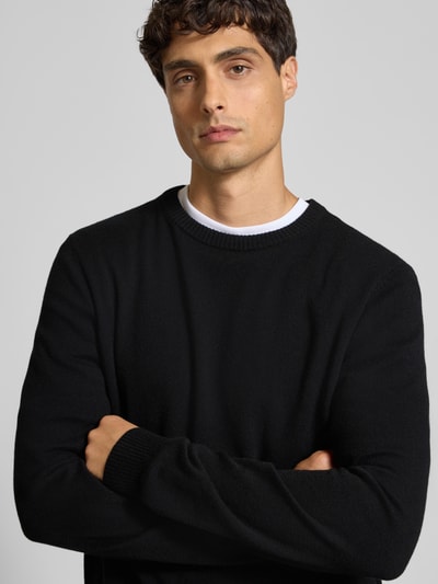 Christian Berg Men Regular fit kasjmier pullover met ronde hals Zwart - 3