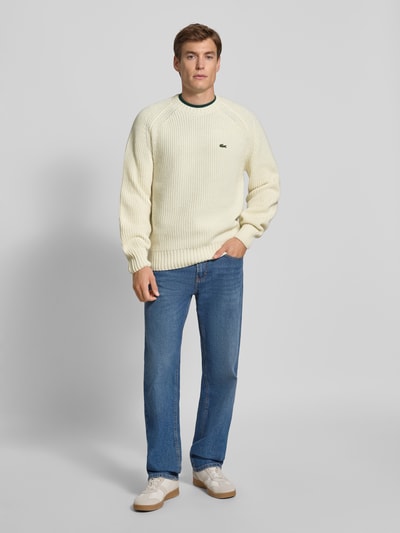 Lacoste Regular Fit Strickpullover aus reiner Wolle Offwhite 1