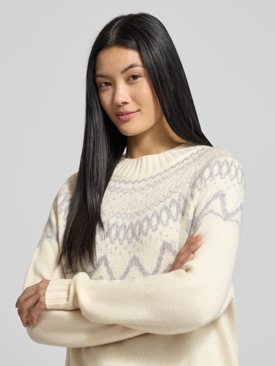 Fynch-Hatton Regular fit pullover van zuivere wol in gebreide look Offwhite - 3