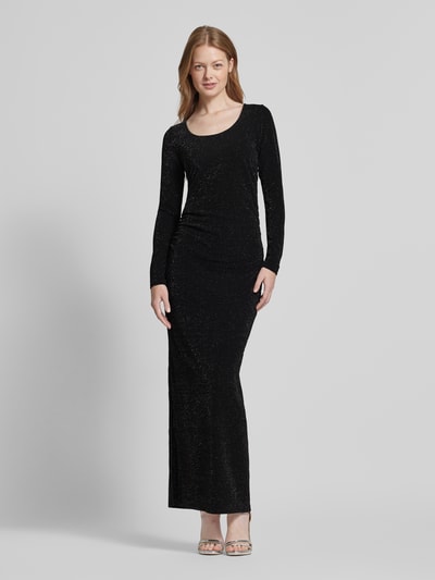 Selected Femme Maxi-jurk met plooien opzij, model 'MARWA' Zwart - 4