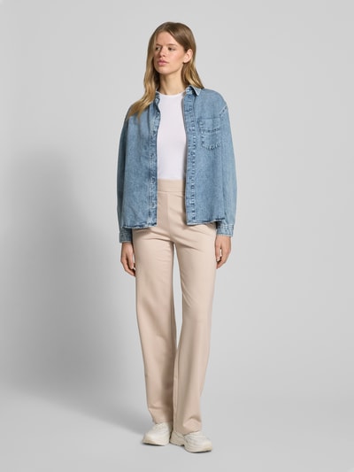 Only Straight leg pantalon met brede tailleband, model 'POPTRASH' Zand - 1