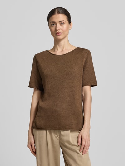 Marc O'Polo Regular Fit Pullover aus Baumwoll-Leinen-Mix Mittelbraun 4