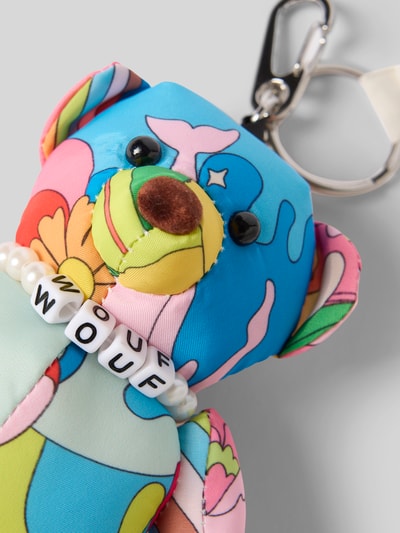 Produktfoto, Charm mit Karabiner Modell 'Magic Trip Bear' von WOUF, farbenfroher Allover-Look, Schlüsselring, Damen Accessoire, Nahaufnahme