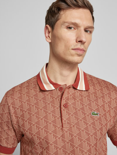 Lacoste Koszulka polo z detalem z logo Rdzawoczerwony 3