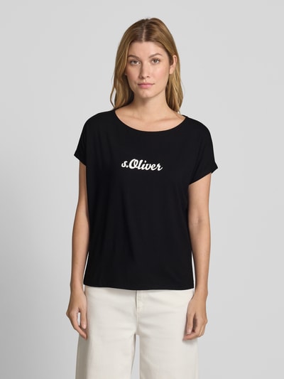 s.Oliver RED LABEL Loose fit T-shirt met extra brede schouders Zwart - 4