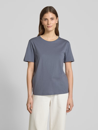 Jake*s Casual T-Shirt mit geripptem Rundhalsausschnitt Jeansblau 4