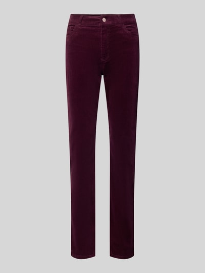 Christian Berg Woman Straight Fit Jeans aus Baumwoll-Mix in Cord-Optik Bordeaux 1