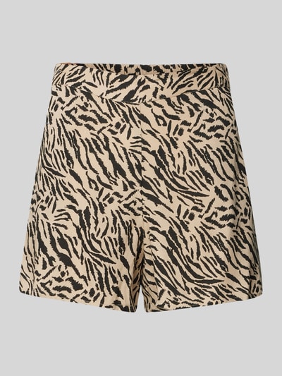 Pieces High Waist Shorts aus Viskose mit Animal-Print Modell 'NYA' Sand 2