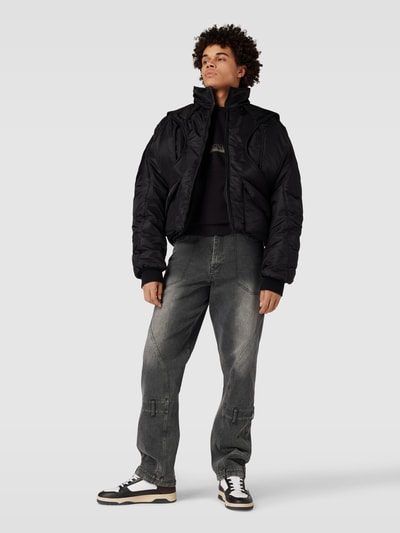 Divention Baggy jeans met labeldetail, model 'SVERIGE' Zwart - 1