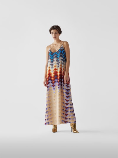 Paco Rabanne Maxikleid mit Allover-Muster Orange 1