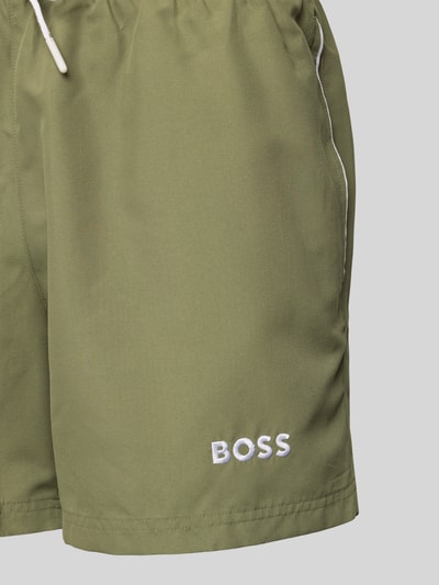 BOSS Zwembroek met elastische band, model 'Dogfish' Kaki - 2