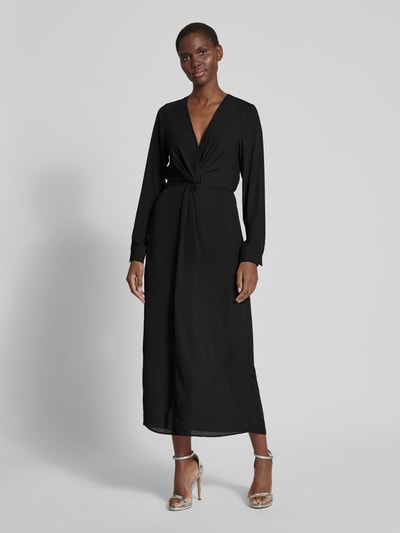 HUGO Midi-jurk met knoopdetail, model 'Koventi' Zwart - 4