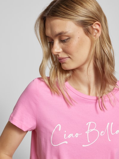 Vero Moda T-shirt z napisem model ‘Bonnie’ Neonowy różowy 3