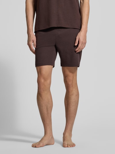 BOSS Regular Fit Sweatshorts aus Baumwoll-Mix Modell 'WAFFLE SHORTS' Mittelbraun 4