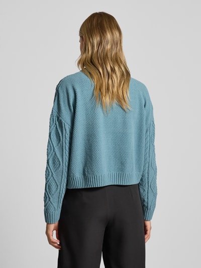 Only Sweter z dzianiny o kroju regular fit z fakturowanym wzorem model ‘ELLY’ Oceaniczny 5