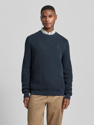 Lerros Sweter o kroju regular fit z imitacji dzianiny Granatowy 4